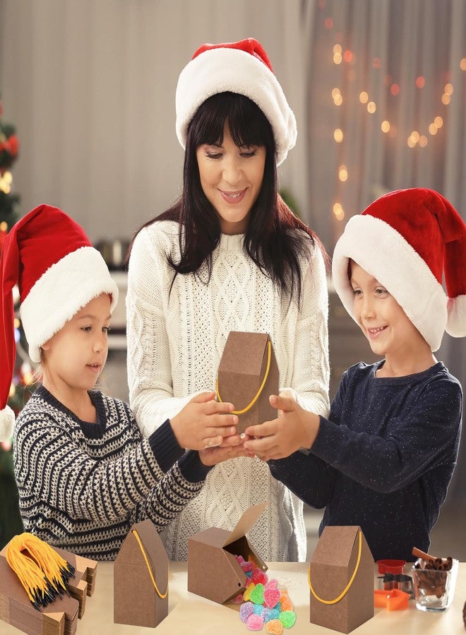 80UncleKimby 50Pcs Christmas Gingerbread House Kit Soft Mocha Cardboard House-Shaped Cookie Gift Boxes with Ropes for DIY Crafts, Holiday Party Favors & Bulk Supplies - Image 4
